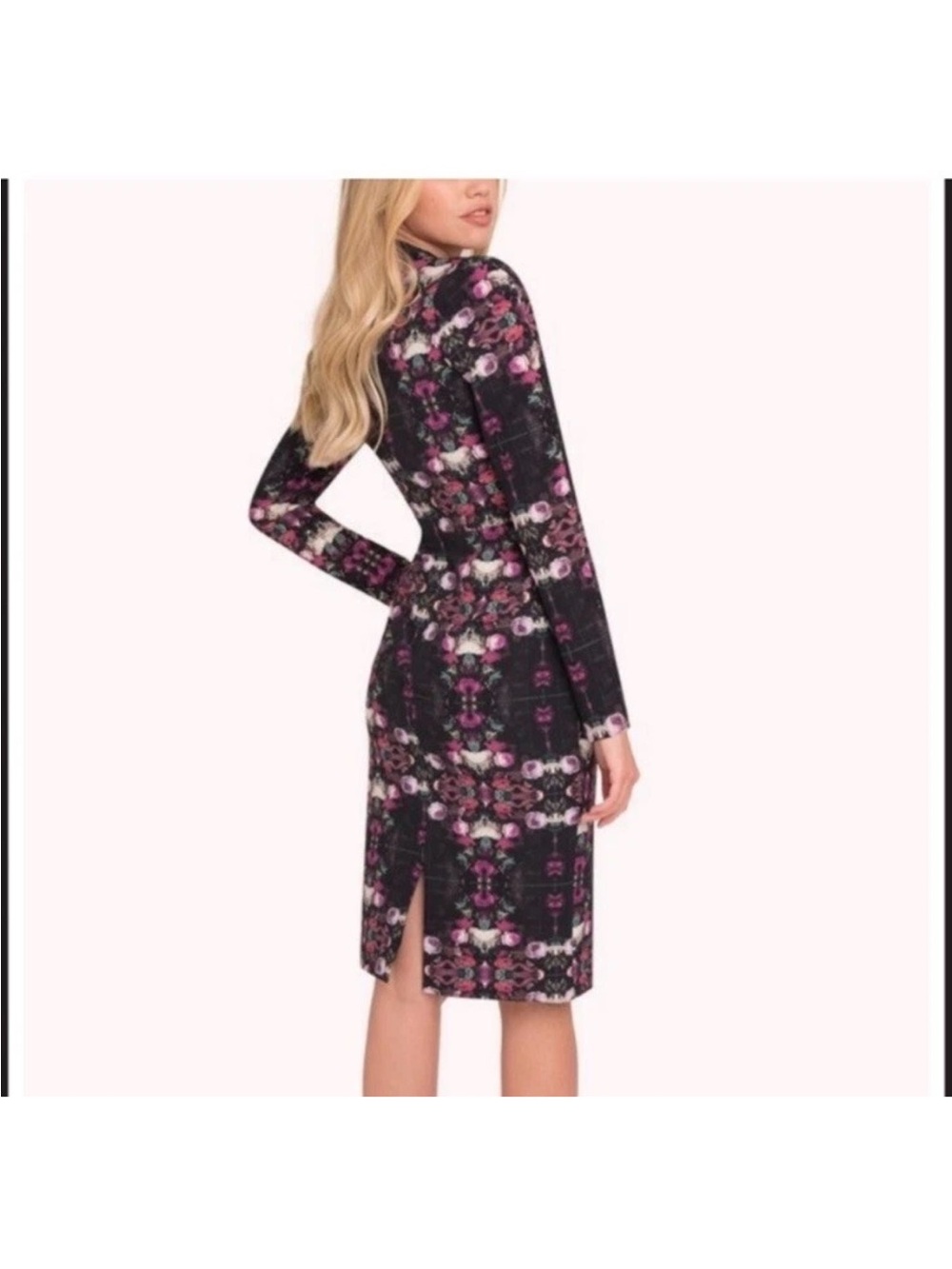 Black Halo Mindy Sheath Kaleidoscope Dark Floral Pencil Dress Y2K Club Corporate